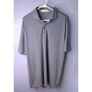 Holderness & Bourne Mens XL Tailored Fit Striped Golf Polo Shirt Navy White